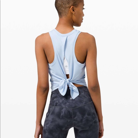 lululemon athletica Tops - Lululemon Periwinkle All Tied Up Open Back Cotton Tank Top